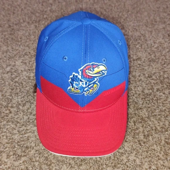 NCAA Adidas Kansas Jayhawks M730Z Flex Fit Hat Cap Blue Large - XL